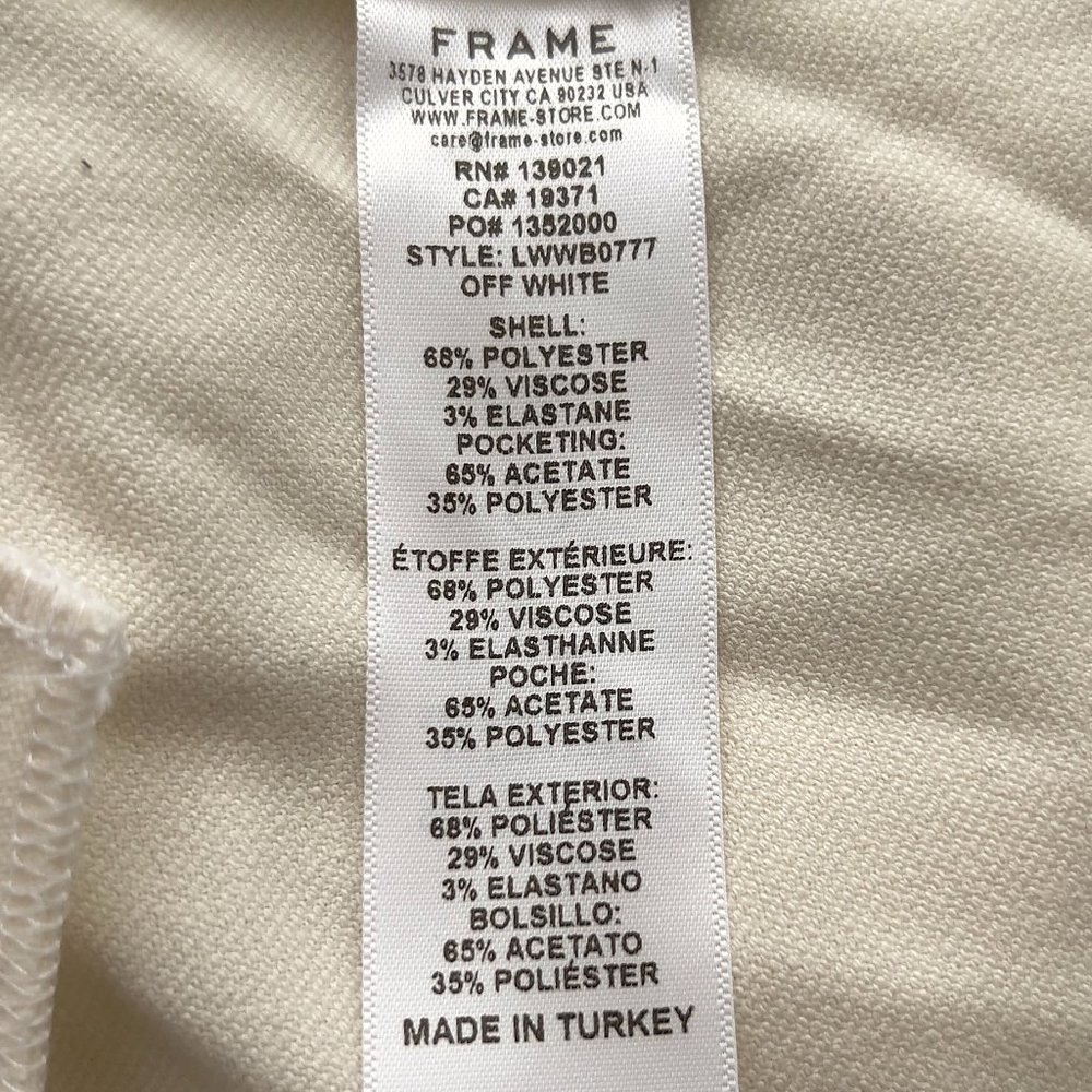 Frame Women Off White Mini Boot Trouser Size 0 New NWOT LWWB0777 - Picture 7 of 9